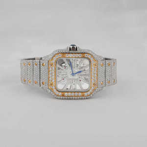 Vente chaude de luxe cadran carré original Moissanite montre pour hommes avec diamant Look marqueurs arabes étanche conception automatique - Product Image 1