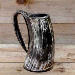 Viking Design Natural Crafts Tasse à corne à boire Chope polie avec décoration de bière personnalisable - Product Image 1