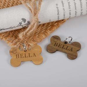 Accesorios antipérdida para mascotas, etiqueta de nombre de perro y gato de madera, collar de dirección de madera personalizado, etiqueta de identificación para mascotas - Product Image 4
