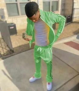 Custom Polyester <b>Zip</b> <b>up</b> <b>Jacket</b> Sweatpants Jogger Tracksuit Sets Men Two Piece Side Stripe Stacked Sweat Pants and <b>Jacket</b> Set - Product Image 4