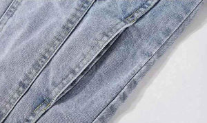 Vestes pour hommes personnalisées, vestes en jean cargo en coton pour hommes, vestes en jean délavées pour hommes, vestes à boutons et poignets amples - Product Image 4