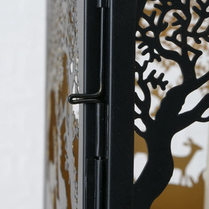 Handmade <b>Moroccan</b> Black Gold Antilope Cutout Design Metal Candle <b>Lanterns</b> Christmas Decorative Pillar Holder Jars for Home - Product Image 4