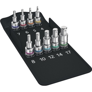 Jeu de clés à douille WERA 8740 C HF 1, 9 pièces, 1/2''-4''-17mm, pour embouts hexagonaux internes, kit d'outils - Product Image 1