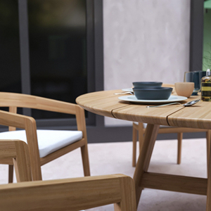 Mobilier moderne, table à manger et chaise de jardin en teck, ensemble d'extérieur-Thea - Product Image 2