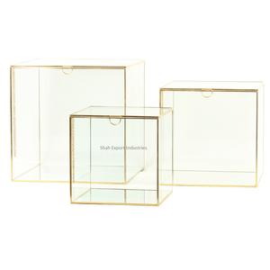 Boîte de rangement en verre de grande taille pour la décoration de la maison Boîte décorative dorée en verre et laiton Boîte d'affichage en verre - Product Image 5