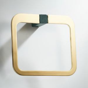 Anneau porte-serviette mural en laiton vert et or de luxe, porte-serviette à main pour salle de bain, accessoires de salle de bain de luxe - Product Image 5