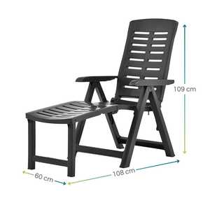 Multi-posizione relax 60x108x109cm da giardino pieghevole esterno poltrone con poggiapiedi 2 sedie bianche - Product Image 2