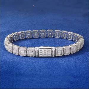 Moissanite Tennis Bracelet Rond Brillant Taille Plaqué Or Argent Style Hip Hop Bijoux de Mariage Unisexe - Product Image 2