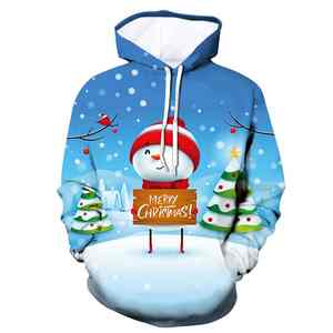 2025 Customized Cotton and Polyester Christmas Half <b>Zip</b> Lined <b>Hoodie</b> for <b>Men</b> Winter Sweatshirt <b>White</b> Print Pattern Designed LOGO - Product Image 6
