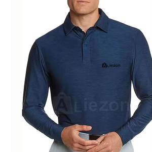Polos de manga larga para hombre con cierre de botón Polos de manga larga cómodos para ropa de trabajo - Product Image 1