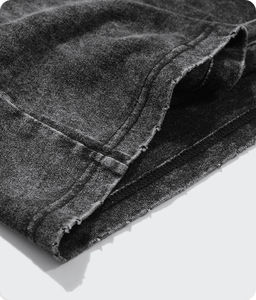 Surdimensionné 100% noir Vintage coton T-Shirt pour hommes personnalisé en vrac acide lavage concepteur Streetwear grande taille coupe ample solide impression - Product Image 3