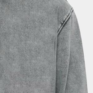 Sweat à capuche en coton brodé sur mesure par OEM de haute qualité, épais et confortable de grande taille, vieilli, délavé à l'acide, extracteur de fermeture éclair de style baggy - Product Image 6