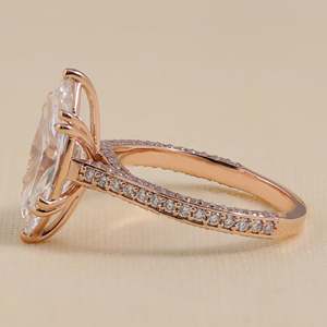 Marquise Lab Grown Solitaire Engagement <b>Ring</b> Classic Cut Diamond Pave <b>Band</b> Sterling Silver Gold 2.52 TCW VS1 Clarity 2.0mm <b>Band</b> - Product Image 4