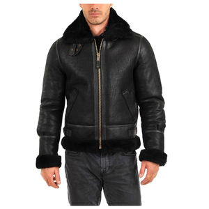 Veste en cuir d'agneau véritable pour homme, style décontracté, hiver, fourrure Sherpa chaude, rétro, vente en gros - Product Image 1
