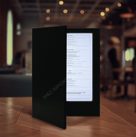 Porte-menu personnalisé avec rétroéclairage LED, haute qualité, certifié ISO9001, impression de logo, gaufrage, couverture de menu en cuir PU, restaurants