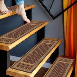 Tapis imprimé : marron, jaune, fleurs, style vintage, turc, facile à nettoyer, personnalisé, pour marches d'escalier, tapis d'escalier - Product Image 4