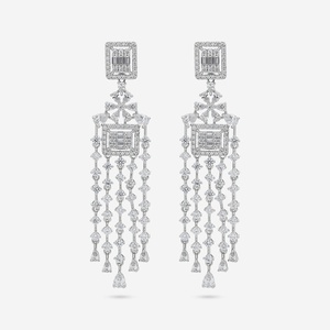 Pendientes colgantes de circonita con borlas 190451, joyería religiosa con aros de cobre y latón, con perlas, aleación de zinc y aleación como materiales principales - Product Image 5