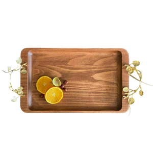 Plateau en bois fait à la main avec poignée en forme de feuille d'or plateau de service alimentaire bol à salade personnalisable plateau de service - Product Image 1