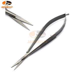 Micro tijeras médicas de acero inoxidable de alta calidad: mango plano tipo resorte curvo en ángulo recto marca personalizada disponible - Product Image 6