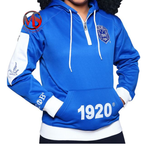 Manches raglan personnalisées 100% coton polaire Zeta Phi Beta brodé et patchs contraste côtes bas femmes demi fermeture éclair sweats à capuche - Product Image 5