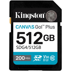 Kingston sdg4/512GB Canvas đi cộng với thẻ <span class=keywords><strong>SD</strong></span> 512GB | lên đến 200 MB/giây | lớp 10, UHS-I, U3, V30 - Product Image 1