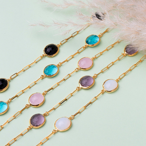 Cuarzo negro Triple piedra ovalada 22K oro bisel encanto pulsera 925 joyería de plata esterlina venta al por mayor joyería fina hecha a mano - Product Image 2