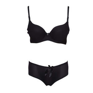 Conjunto de sujetador y bragas de espuma con aros para mujer - Negro - Product Image 1