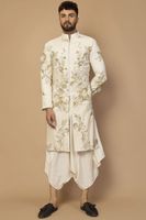 2025 @ Robe pantalon Sherwani et Dhoti personnalisée pour homme avec perles de verre cristal ornées, Dabka, broderie de perles