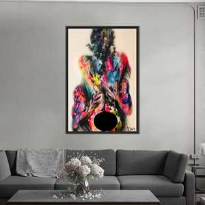 Impression sur toile Graffiti Couple : Art mural moderne pour une décoration élégante, encadré noir - Product Image 1