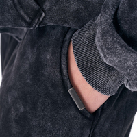 Ensemble de survêtement hiver 2025 XL en coton molletonné épais, style streetwear hip-hop délavé, respirant, avec fermeture éclair et logo – Qualité supérieure