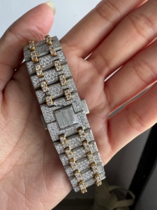 Reloj de Lujo para Hombre con Diamantes Moissanite, Chapado en Oro Blanco, Estilo Hip Hop, Precio de Fábrica, Venta al Por Mayor - Product Image 3