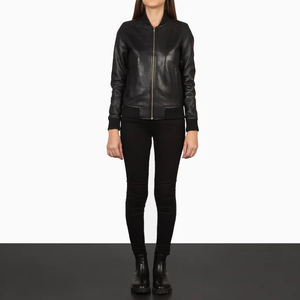 2025 chaqueta de cuero de oveja genuino para mujer, estilo bombardero recortado, moda de primavera, chaqueta de cuero Real para mujer - Product Image 3