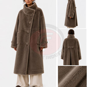 Manteau long en fausse fourrure douce et chaude pour femme, style décontracté urbain, en coton et polyester, coupe ample, épais, idéal pour l'hiver et les températures froides - Product Image 4