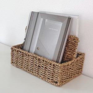 Porte-documents en jonc de mer avec poignée, panier à magazines et dépliants en jonc de mer, accessoires de bureau - Product Image 5