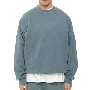 Best Quality Drop Shoulder Acid Wash Men Sweatshirts Street Wear Winter Season 100% Cotton Fleece Customized Fashion Sweatshirts - Product Image 3
