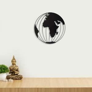 Globe abstrait mural, décoration intérieure de bureau, artisanat métallique décoratif, vente chaude, globe mural élégant noir, accessoire de décoration - Product Image 5