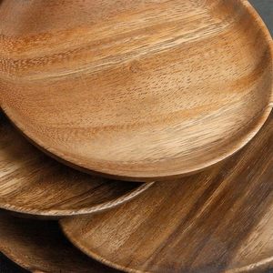 Wooden <b>Dinner</b> Plates 6 Inch Set of 4 Acacia Wooden Plates Round <b>Tray</b> Easy Cleaning Serving Platter for Food Dessert Salad Plate - Product Image 5