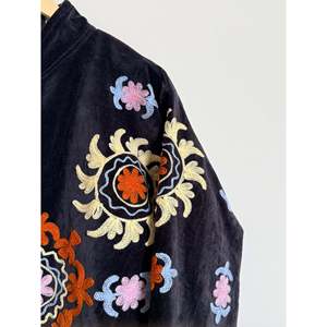 Chakra Reversible Leather <b>Jacket</b> for Ladies Autumn/Winter Coats Hand Embroidery <b>Quilted</b> Varsity Style Floral <b>Pattern</b> Finished - Product Image 4