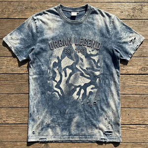 Amerikaanse belastingvrije streetstyle heren T-shirt 100% katoen zwaargewicht DTG print grafische borduurlogo T-shirt met letter - Product Image 1