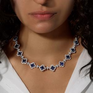 <b>Blue</b> Velvet Cushion Cut <b>Diamond</b> DEF Color IGI Certified Women's Masterpiece <b>Necklace</b> 18Kt White Gold Lab Grown Luxury Heritage - Product Image 6