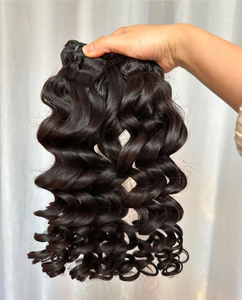 Cheveux humains vierges bruts vietnamiens noirs bouclés machine Double trame cheveux tissage extension du Vietnam vague profonde - Product Image 3