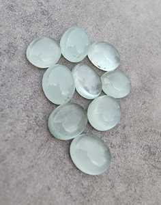 Aguamarina brillante Natural de alta calidad, alto pulido, 10x14mm, parte posterior plana, calibrada, fabricación de piedras preciosas sueltas, pendientes de oro de 18K para mujer - Product Image 5