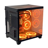 Pcooling casing game Pc casing Gamer Pc kustom m-atx/mini-itx Mid Tower kaca Tempered warna hitam casing komputer