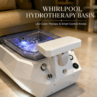 Fauteuil de pédicure électrique de luxe avec fonction massage, bain de pieds à remous, station de manucure et tabouret assorti
