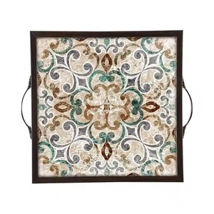 Bandeja grande cuadrada para servir, decoración de mesa (cuadrada de 12 pulgadas), bandejas de uso disponibles al mejor precio, bandeja de madera para servir - Product Image 1