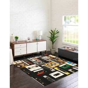 Alfombra Vintage con Estampado de Casete - Escalera, Sala de Música, Nostalgia, Decoración de Oficina, Alfombra Gobelino - Product Image 2