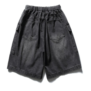 Vente en gros de shorts en jean noir 100% coton pour hommes, taille décontractée, style droit et extensible - Product Image 2