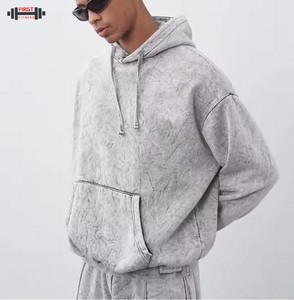 Conjunto de chándal lavado ácido personalizado para hombre al por mayor deporte de invierno 100% algodón polar transpirable manga larga - Product Image 3