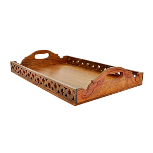 Vajilla de aspecto recién llegado, bandeja para servir tallada a mano, platos para servir comida, bebida y desayuno, bandejas de madera portátiles para servir - Product Image 6