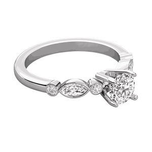 Anillo de Compromiso con Diamante de Corte Redondo y Marquise para Ella - Product Image 3